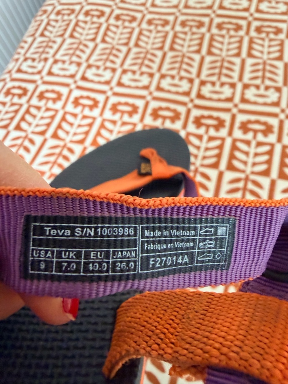 Teva Orange and Purple Strap Sandals with Navy Footbed - Picture 6 of 6